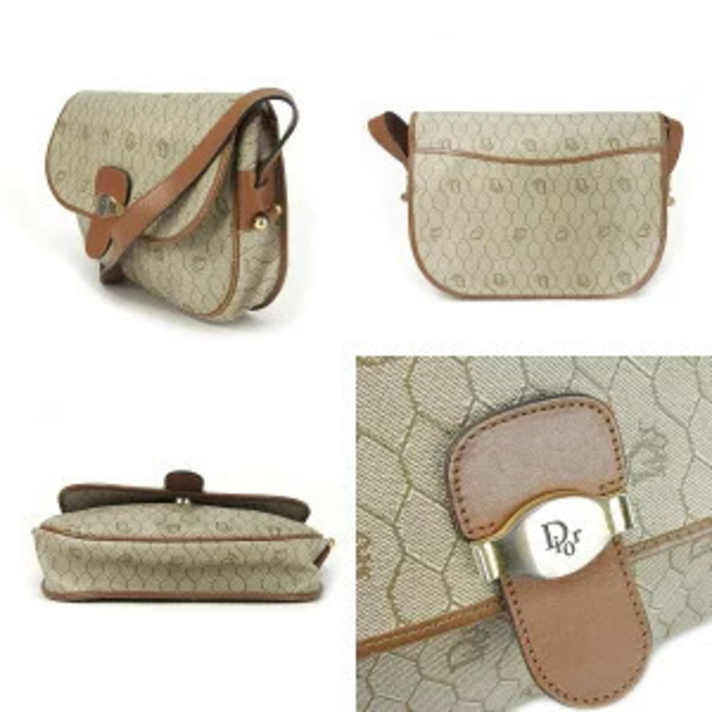 Dior Beige  Clutch Christian Honeycomb Brown Leather Shoulder Bag Crossbody